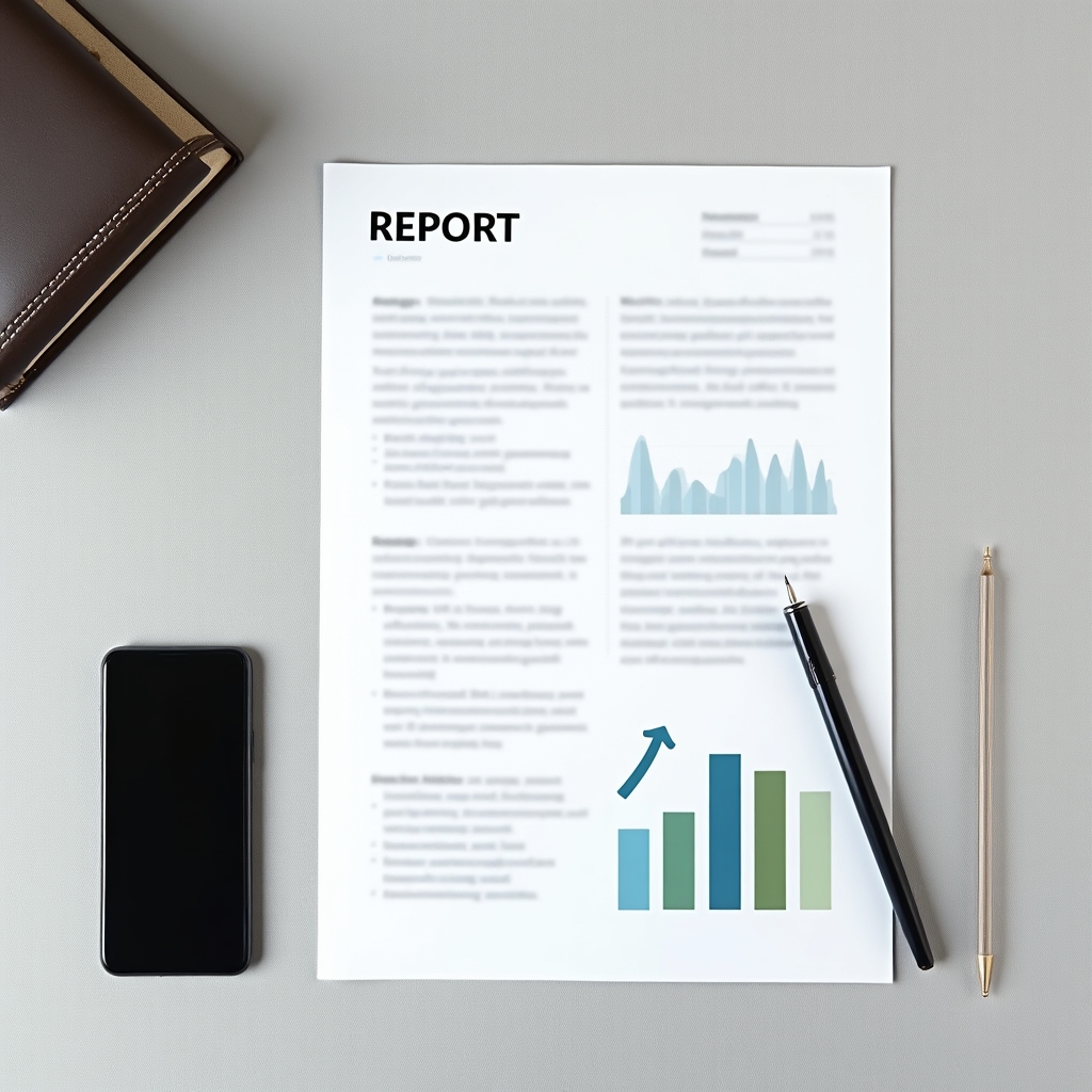 Esempio di report GA4 stampato su foglio A4 con metriche chiave evidenziate